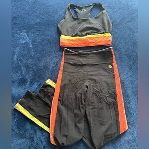 Vibrant Black and Orange Women's Track Set